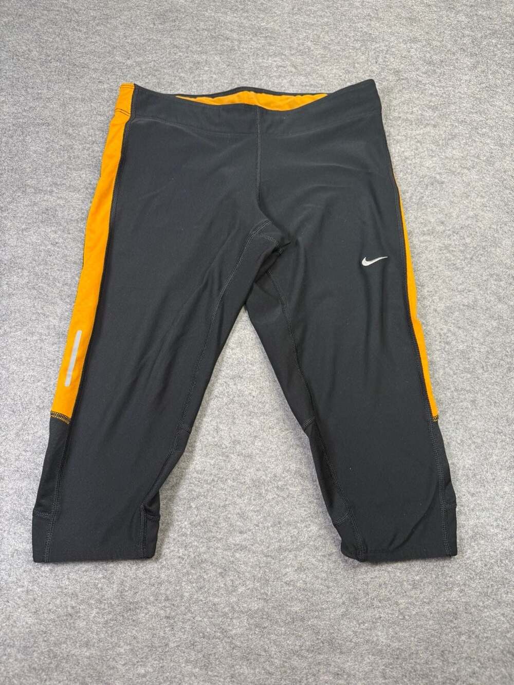 Nike Dri-Fit Women's Black and Orange Running Capri Leggings Size S